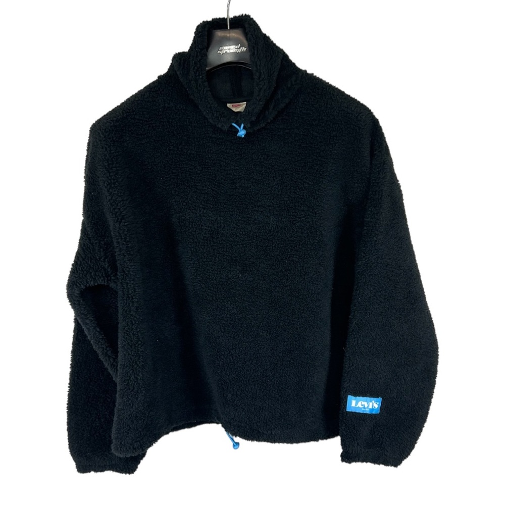 Levi's Aura Fleece Sherpa Sweatshirt Top Black Caviar NEW Women's M
